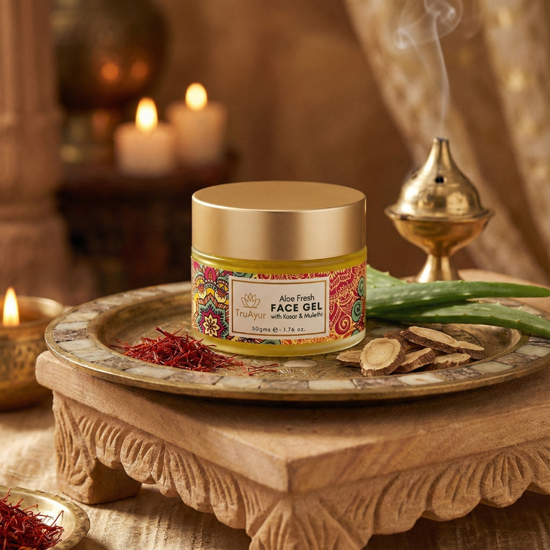 Aloe Fresh Gezichtsgel met Kashmiri Kesar en Mulethi voor een stralende helderheid en diepe hydratatie