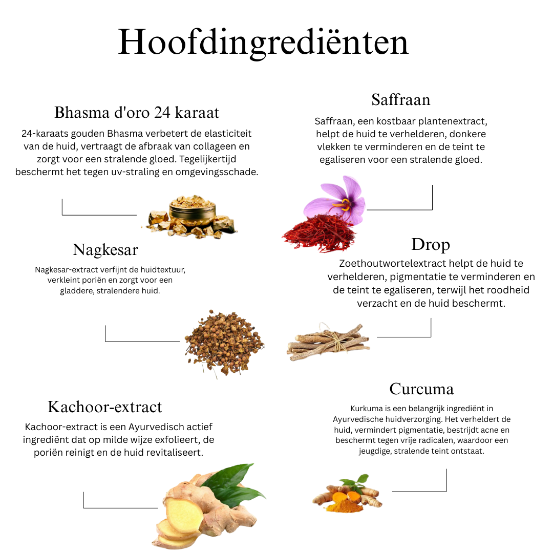 24K Gouden Ayurvedische Glow-Versterkende Anti-Pigmentatie Gezichtsolie