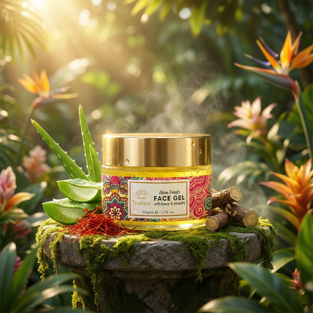 Aloe Fresh Gezichtsgel met Kashmiri Kesar en Mulethi voor een stralende helderheid en diepe hydratatie