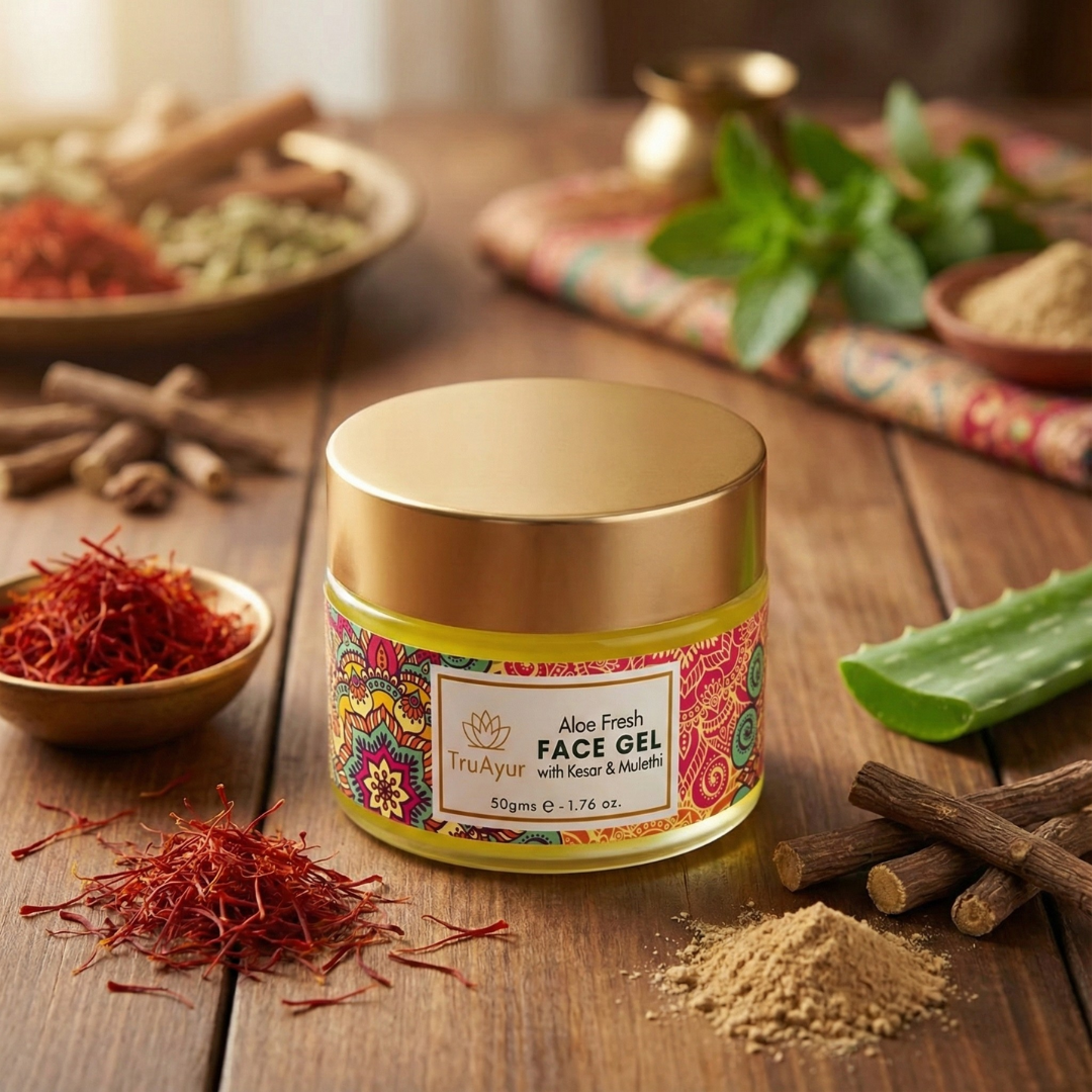 Aloe Fresh Gezichtsgel met Kashmiri Kesar en Mulethi voor een stralende helderheid en diepe hydratatie