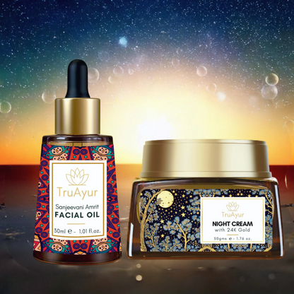 Anti-aging ritueel met 24K goud (Sanjeevani Amrit gezichtsolie en nachtcrème)