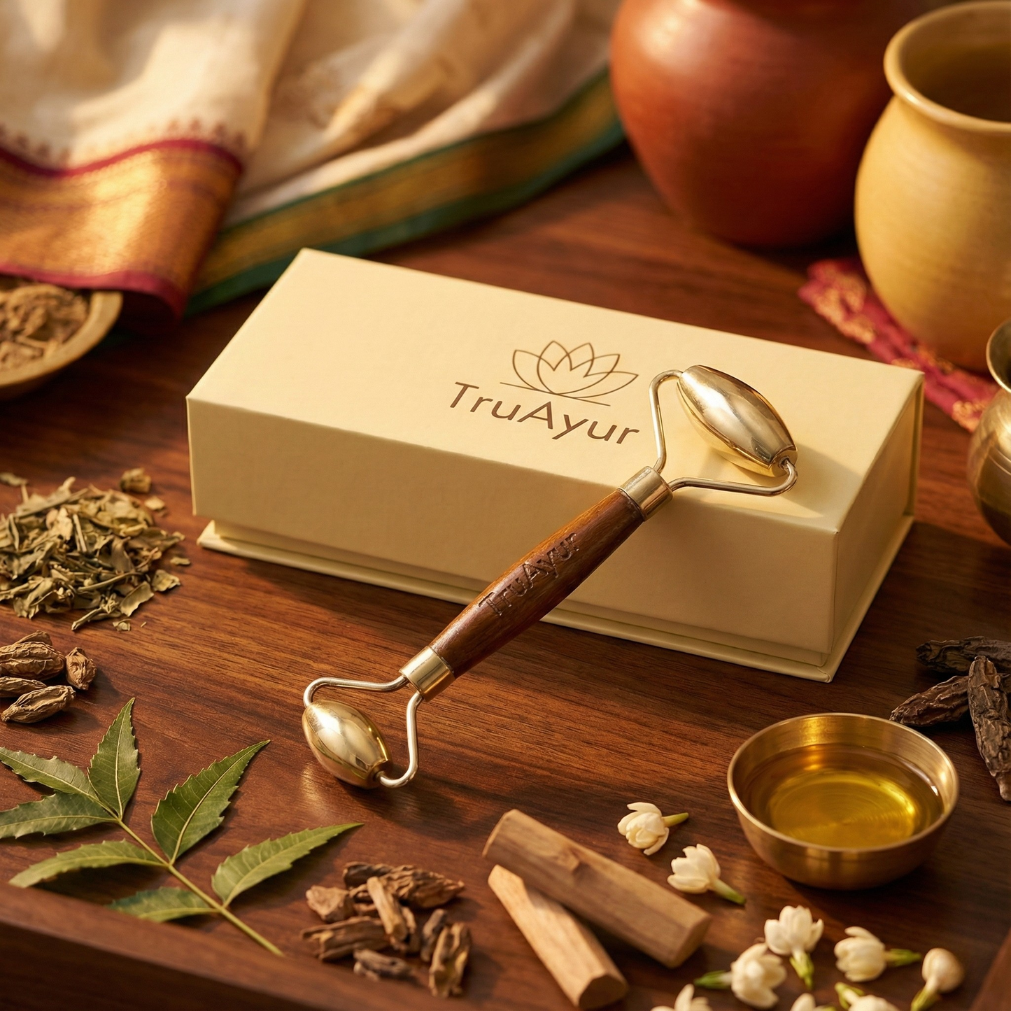 Kansa Face Roller: Oude Ayurvedische Marma-massagegereedschap voor een jeugdige, evenwichtige huid