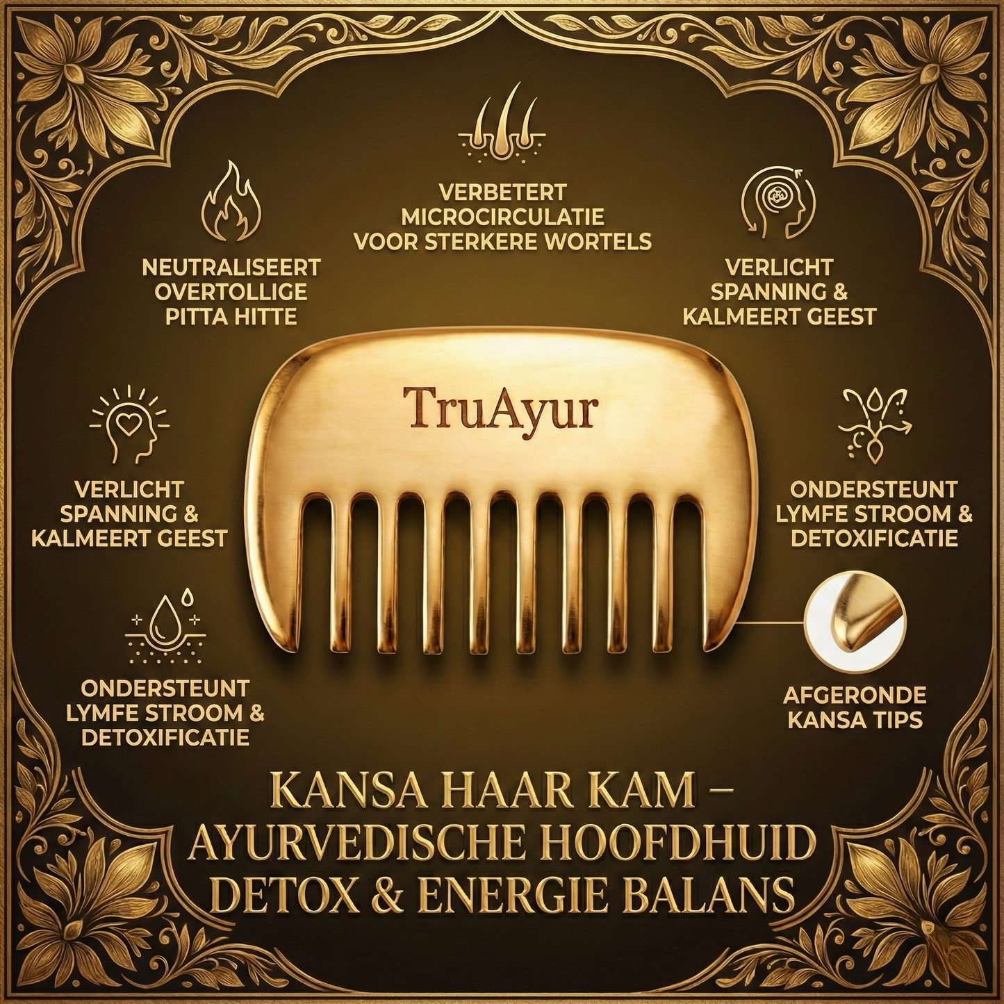 Kansa Haarkam – Ayurvedische Ontgifting voor de Hoofdhuid en Gezond haar