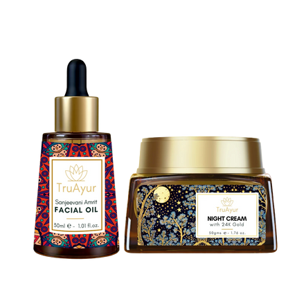 Anti-aging ritueel met 24K goud (Sanjeevani Amrit gezichtsolie en nachtcrème)