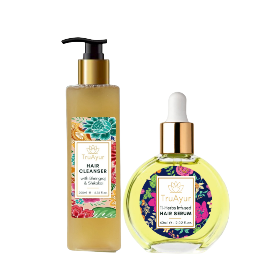 Combinatie van haarhydratatie (haarshampoo en haarserum)