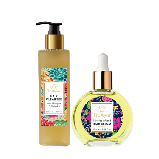 Combinatie van haarhydratatie (haarshampoo en haarserum)