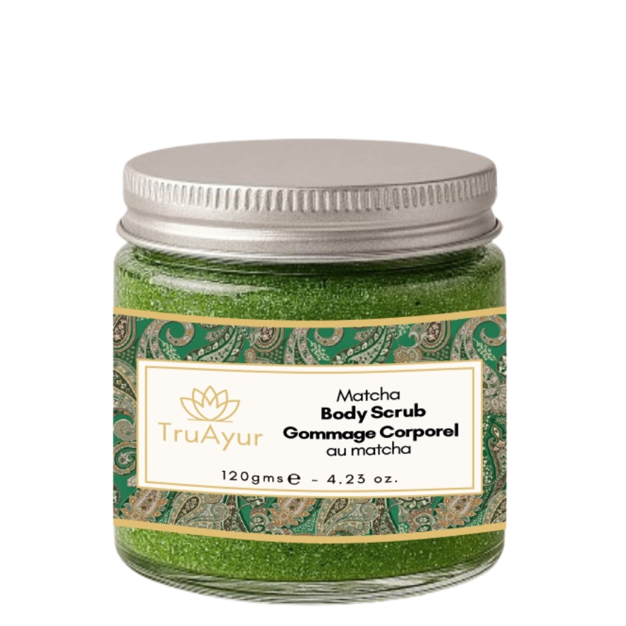 Matcha en avocado bodyscrub voor diepe hydratatie en voeding