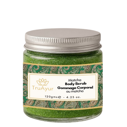 Matcha en avocado bodyscrub voor diepe hydratatie en voeding