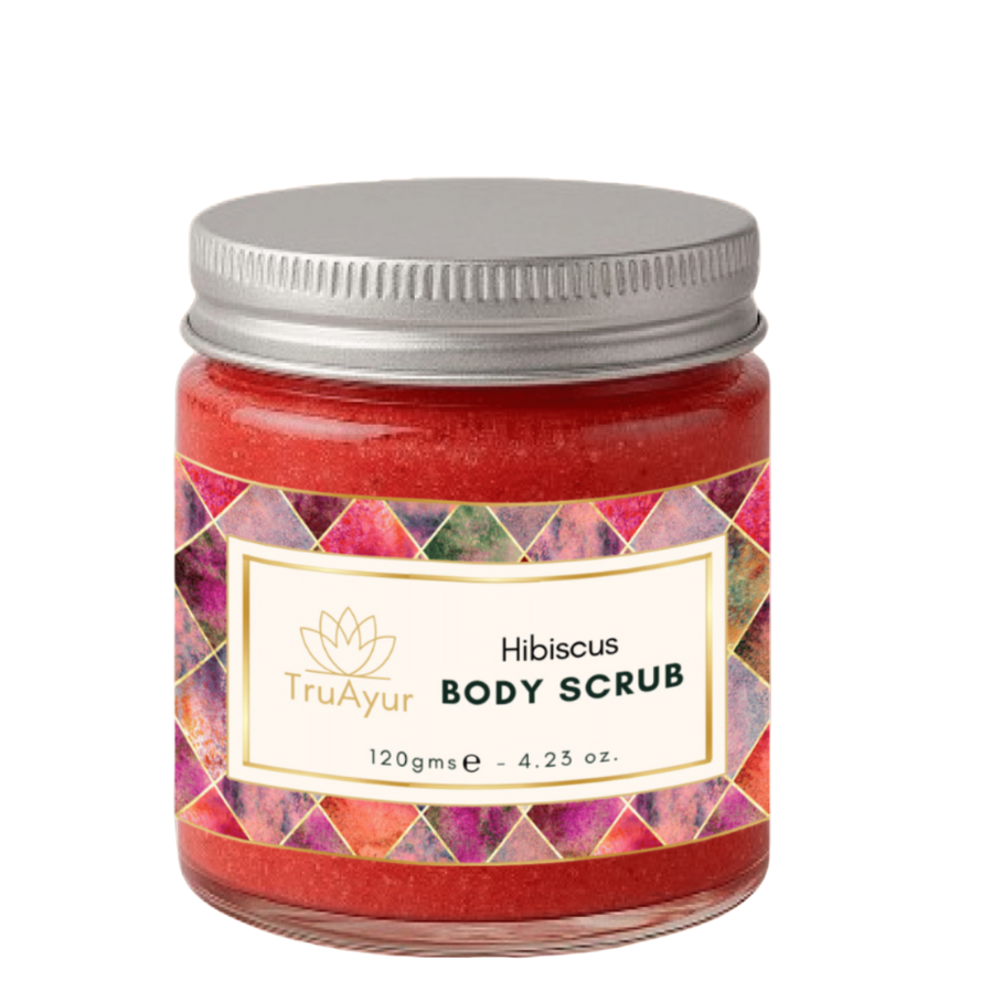 Lichaamsscrub met roos en hibiscus