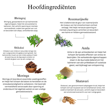 29 Kruiden Ayurvedische Haudemassageolie om stress te verlichten, haar te revitaliseren en ontspanning te bevorderen