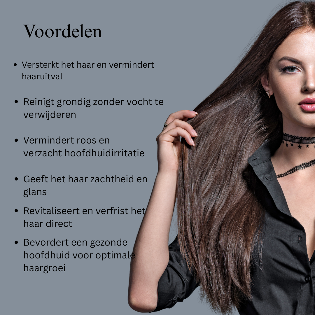 Combinatie van haarherstel en revitalisering (haarshampoo en haarolie)