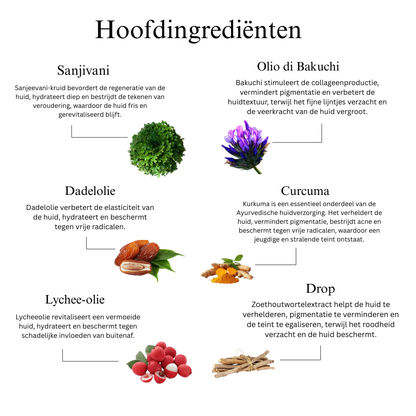 Ayurvedische Anti-Aging Nacht Gezichtsolie met Bakuchi, Dadel en Litchi Olie