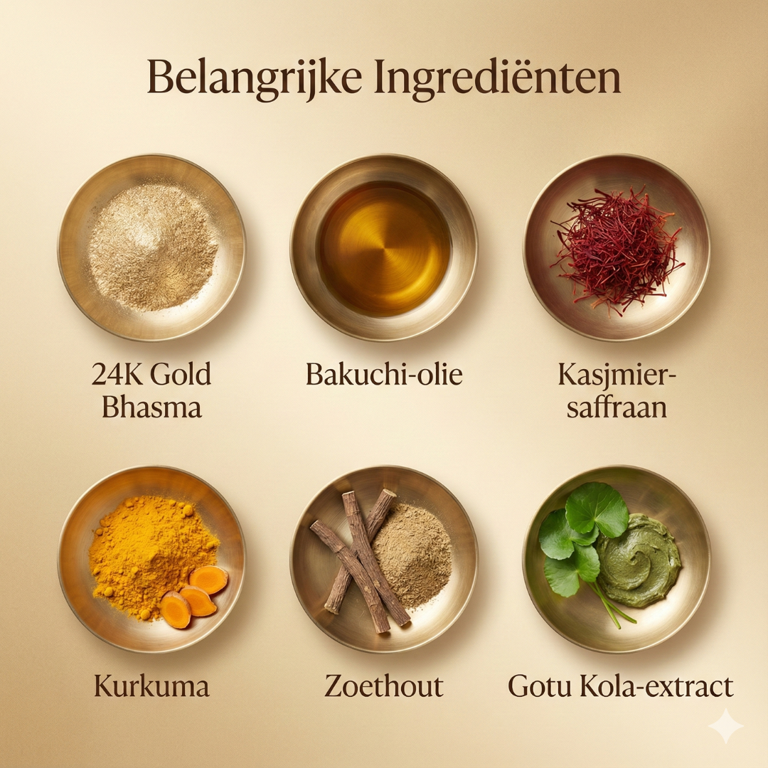 24K Gold Ayurvedische Anti-Aging Nachtcrème met Bakuchi Olie, Saffraan en Kurkuma