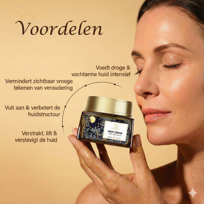 24K Gold Ayurvedische Anti-Aging Nachtcrème met Bakuchi Olie, Saffraan en Kurkuma
