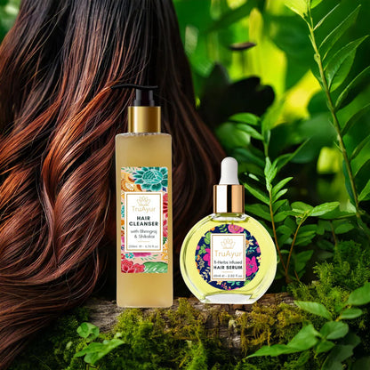 Combinatie van haarhydratatie (haarshampoo en haarserum)