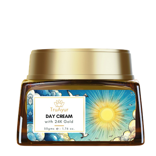 24K Goud Verhelderende Ayurvedische Dagcrème met Gotu Kola, Saffraan en Mulethi